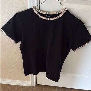 Burberry Black Fitted Short Sleeve T-Shirt